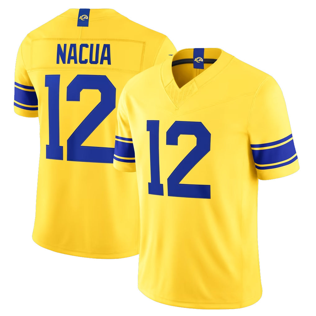 LA.Rams #12 Puka Nacua Player Gold Classic Sol Vapor F.U.S.E. Home Game Ldoa Stitched Jerseys