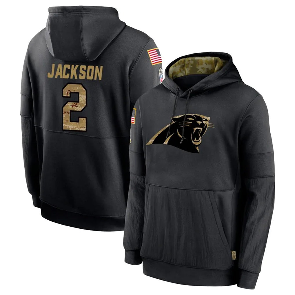 C.Panthers #2 Michael Jackson Player Black Salute to Service Pullover Hoodies Limited Game Ldoa Stitched Jerseys