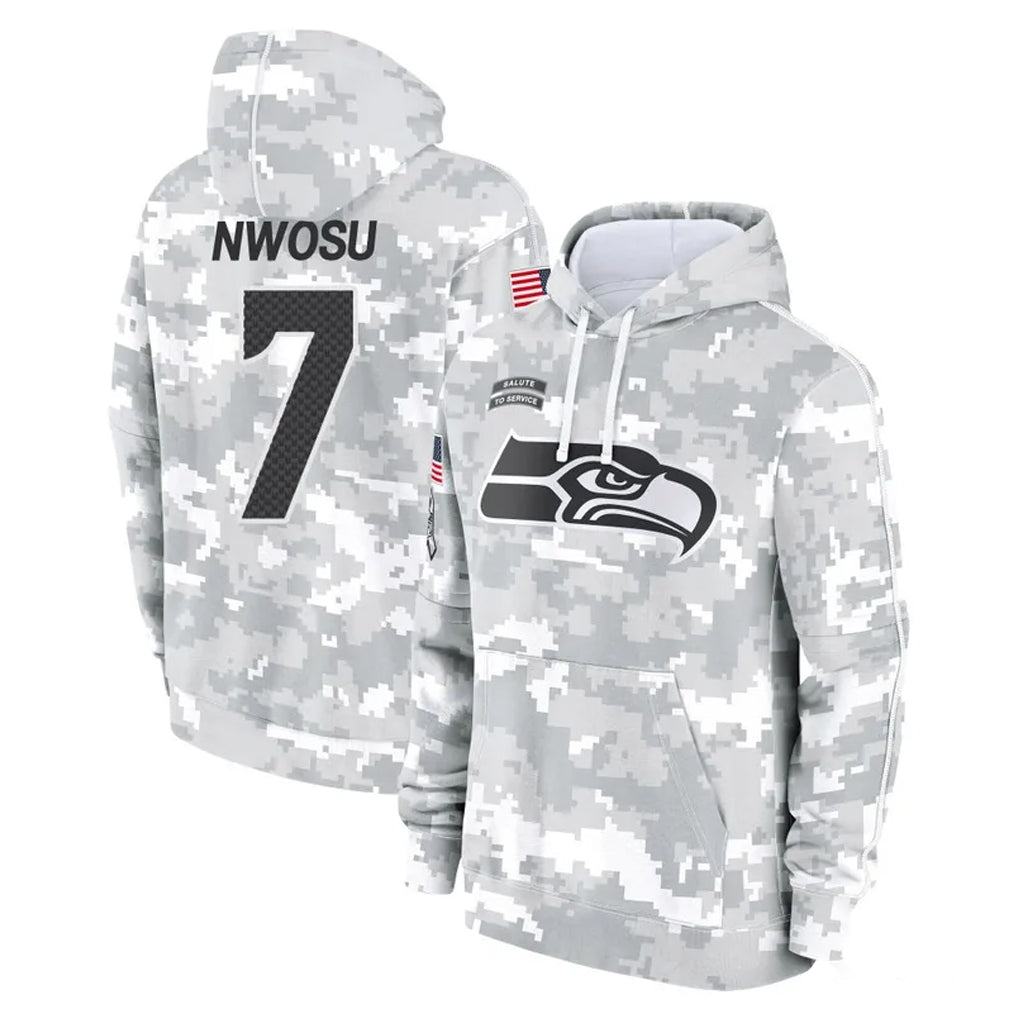 S.Seahawks #7 Uchenna Nwosu Player Arctic Camo Limited Salute to Service Pullover Hoodies Game Ldoa Stitched Jerseys