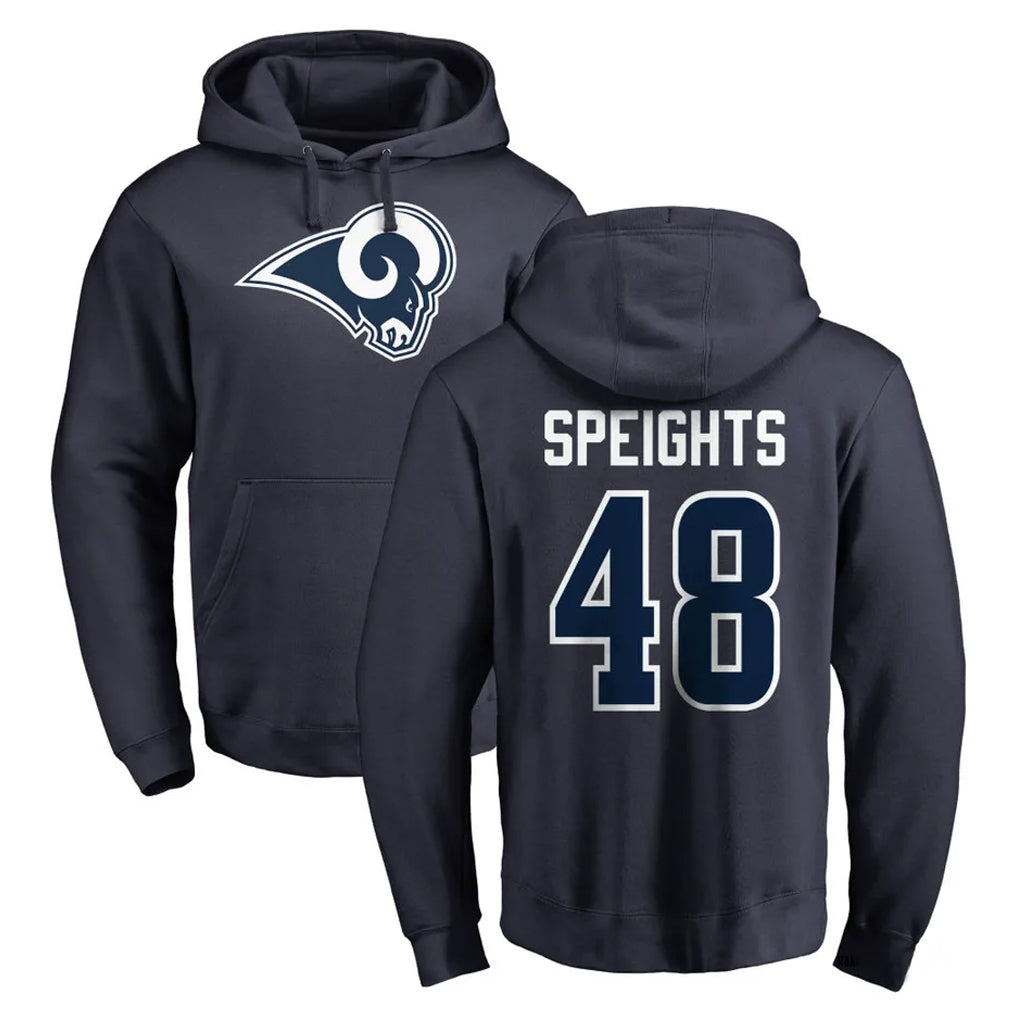 LA.Rams #48 Omar Speights Player Navy Pullover Hoodie Limited Game Ldoa Stitched Jerseys