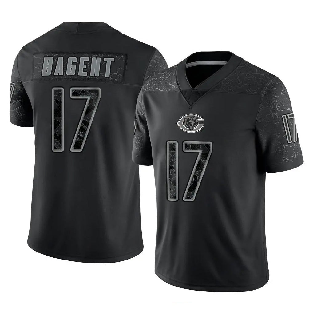 C.Bears #17 Tyson Bagent Player Black REFLECTIVE Limited Game Ldoa Stitched Jerseys