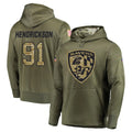 B.Ravens #91 Trey Hendrickson Player Olive Salute to Service Pullover Hoodie Ldoa Stitched Jerseys