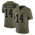 KC.Chiefs #14 Matt Araiza Player Olive 2025 Salute To Service Limited Game Ldoa Stitched Jerseys
