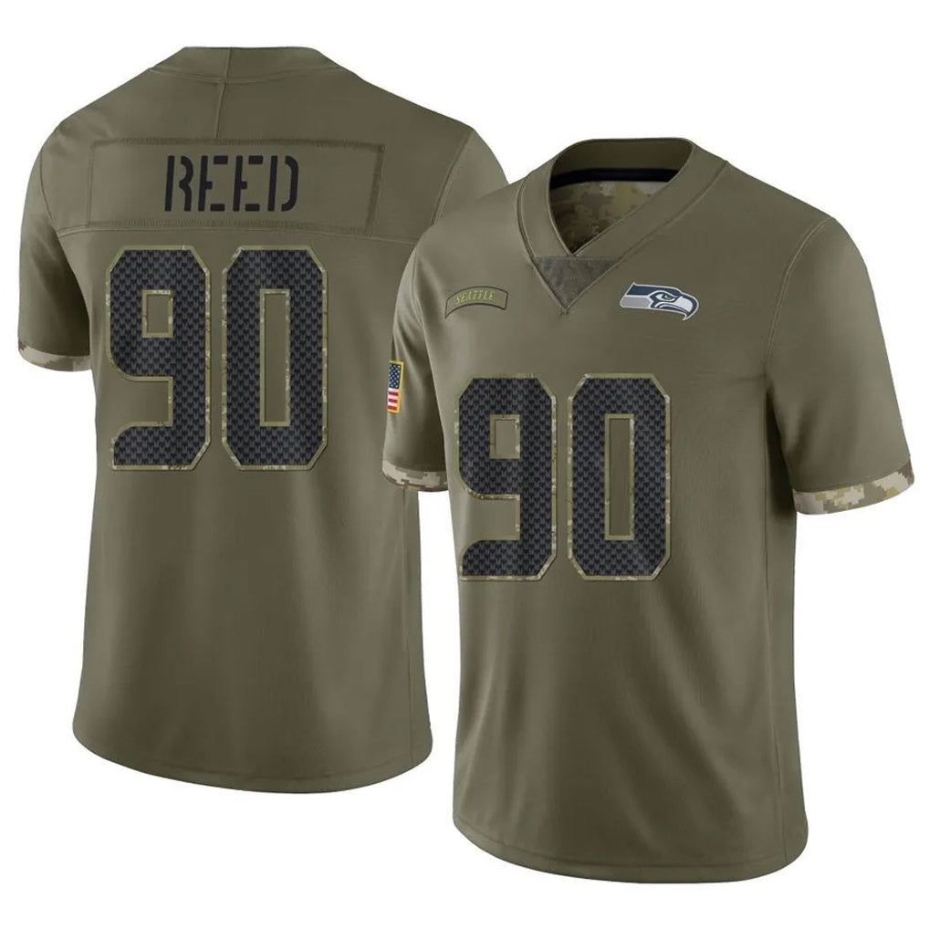 S.Seahawks #90 Jarran Reed Player Olive Limited Salute To Service Home Game Ldoa Stitched Jerseys