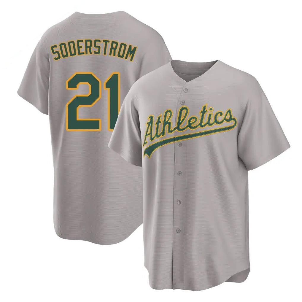 Athletics #21 Tyler Soderstrom Player Gray Home Game Ldoa Stitched Jerseys