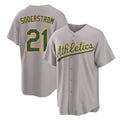 Athletics #21 Tyler Soderstrom Player Gray Home Game Ldoa Stitched Jerseys