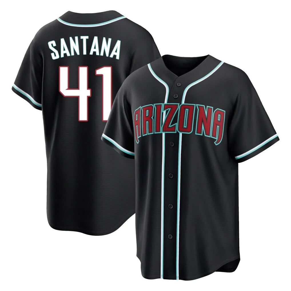 A.Diamondbacks #41 Carlos Santana Player Black Home Game Ldoa Stitched Jerseys
