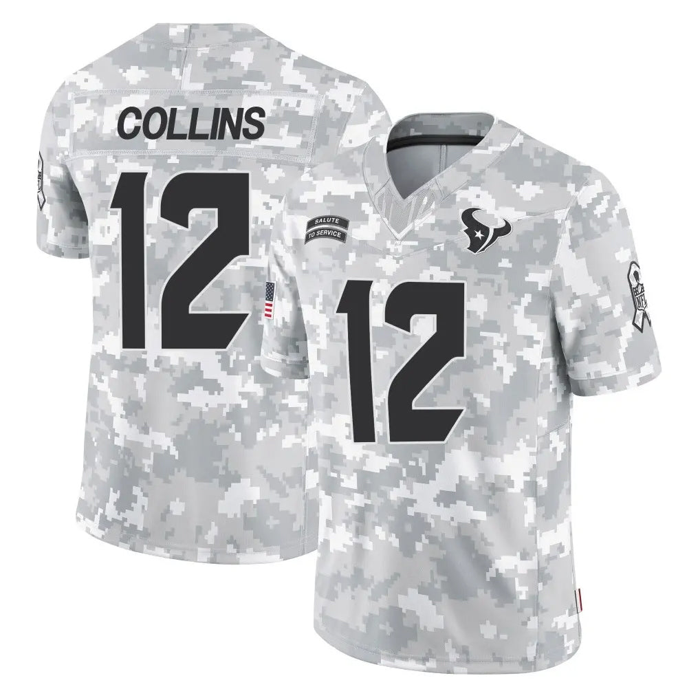 H.Texans #12 Nico Collins Player Arctic Camo Salute To Service Limited Game Ldoa Stitched Jerseys