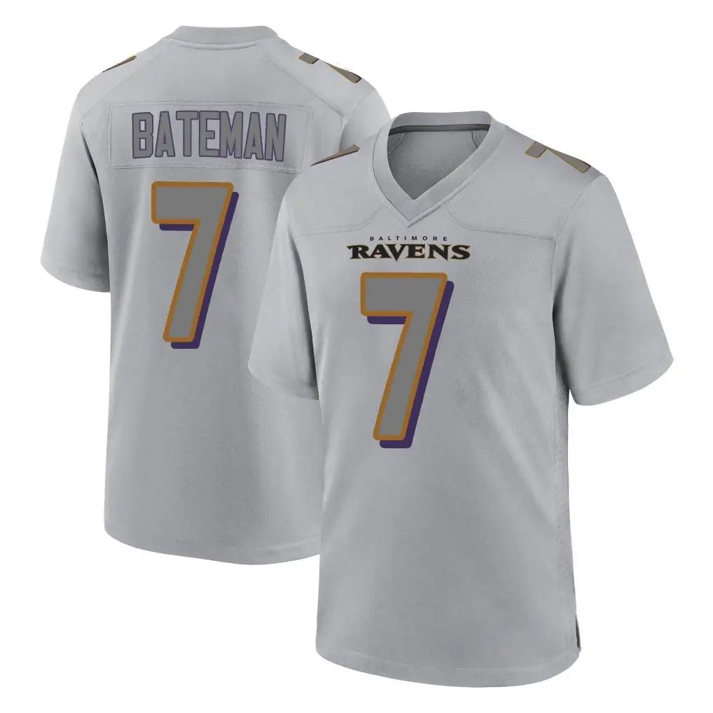 B.Ravens #7 Rashod Bateman Player Gray Color Rush Vapor Untouchable Game Ldoa Stitched Jerseys