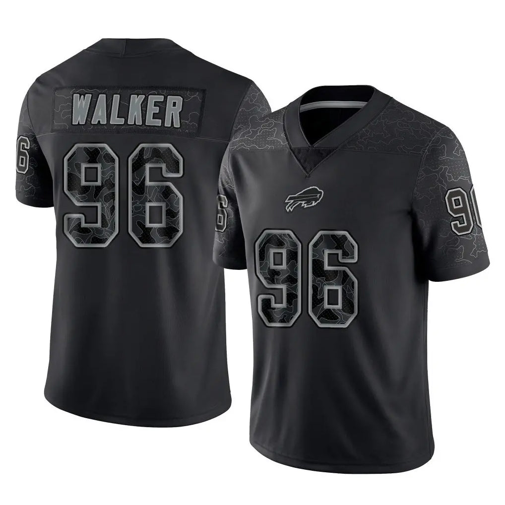 B.Bills #96 Deone Walker Player Black RFLCTV Limited Ldoa Stitched Jerseys