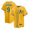 Athletics #9 Reggie Jackson Player Gold Alternate Home Game Ldoa Stitched Jerseys