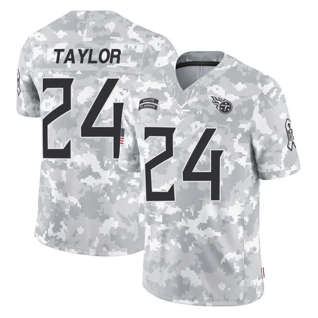 T.Titans #24 Alontae Taylor Player Arctic Camo Limited Salute to Service Home Game Ldoa Stitched Jerseys
