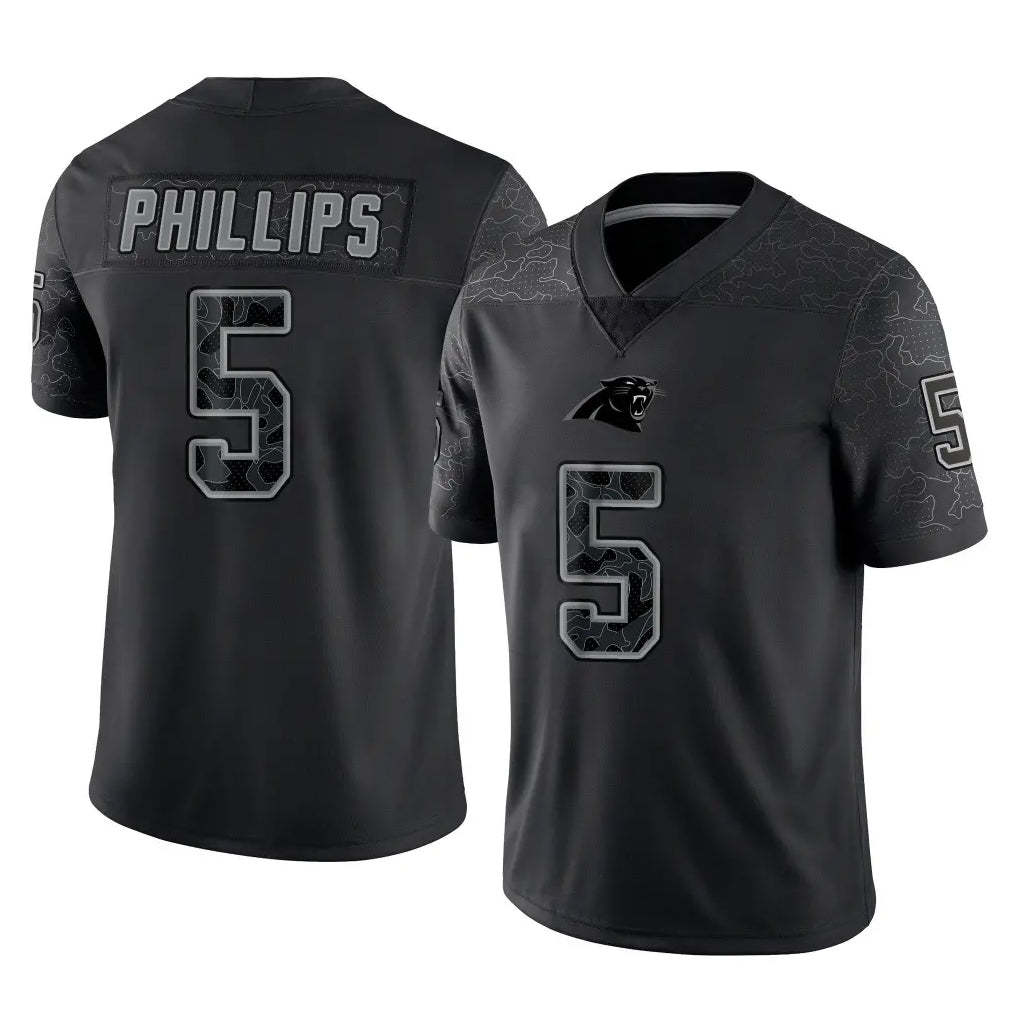C.Panthers #5 Jaelan Phillips Player Black Limited Reflective Game Ldoa Stitched Jerseys