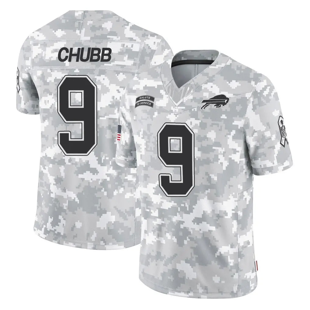 B.Bills #9 Bradley Chubb Player Arctic Camo Salute to Service Limited Game Ldoa Stitched Jerseys
