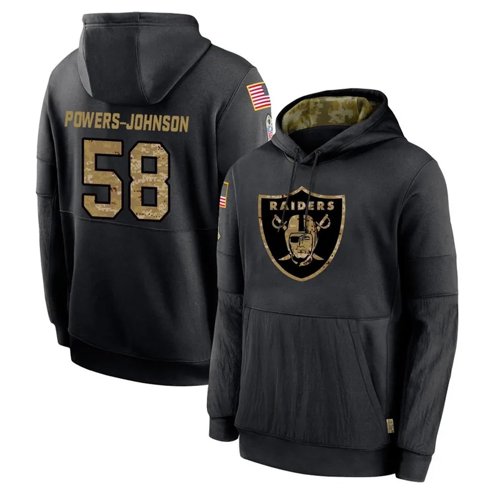 LV.Raiders #58 Jackson Powers-Johnson Player Black Salute to Service Hoodies Limited Game Ldoa Stitched Jerseys