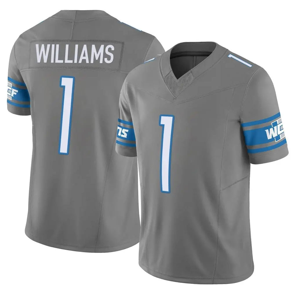 D.Lions #1 Jameson Williams Player Gray Vapor F.U.S.E. Limited Home Game Ldoa Stitched Jerseys