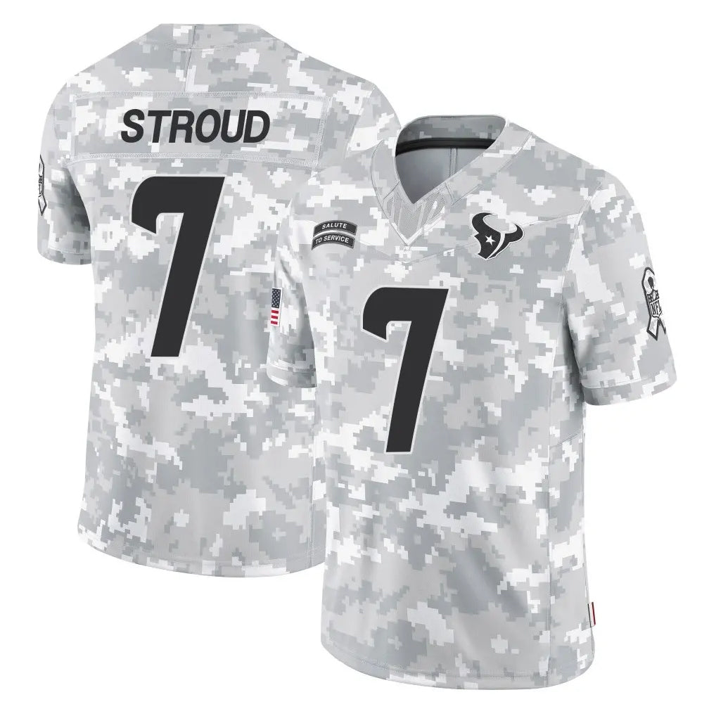 H.Texans #7 CJ Stroud Player Arctic Camo Salute To Service Limited Game Ldoa Stitched Jerseys