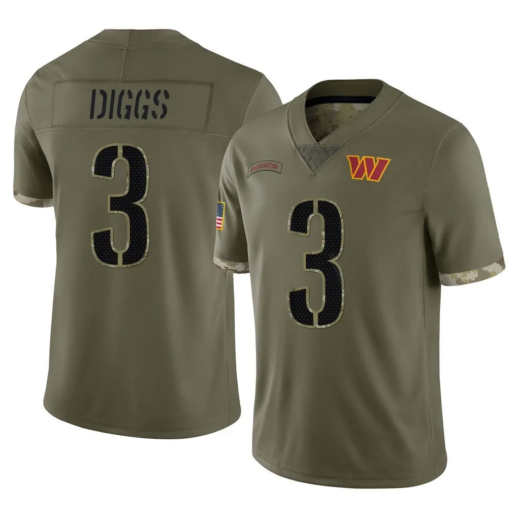 W.Commanders #3 Stefon Diggs Player Olive Salute To Service Limited Home Game Ldoa Stitched Jerseys