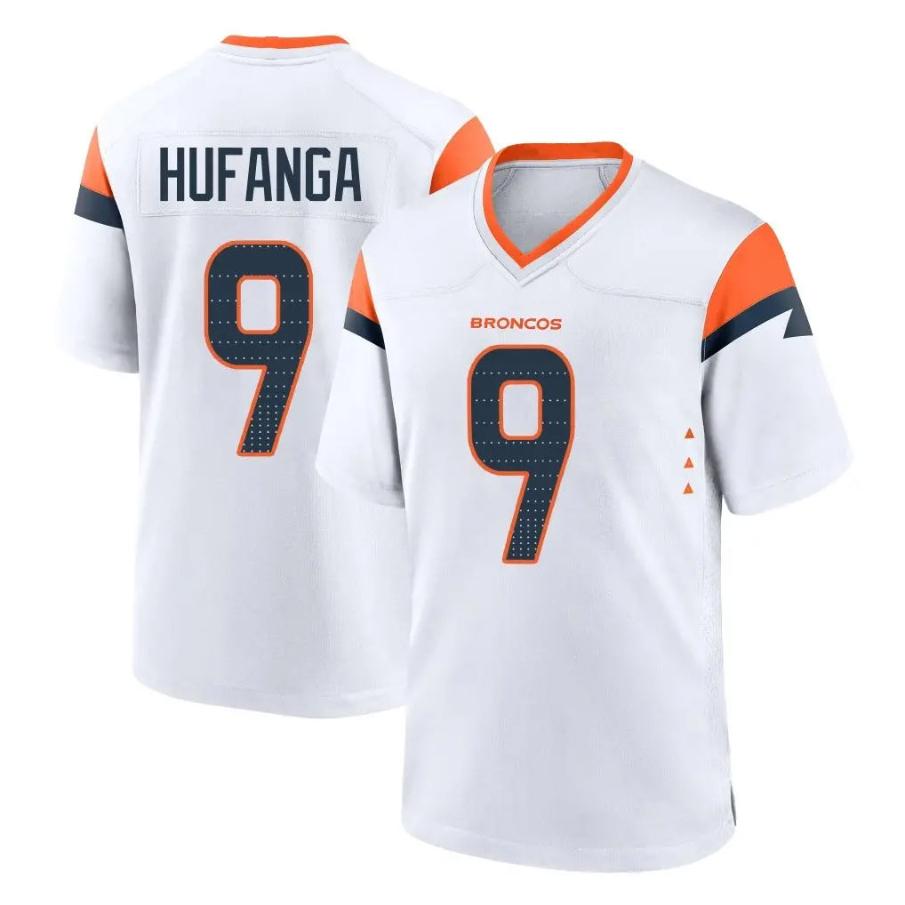D.Broncos #9 Talanoa Hufanga Player White Home Game Ldoa Stitched Jerseys