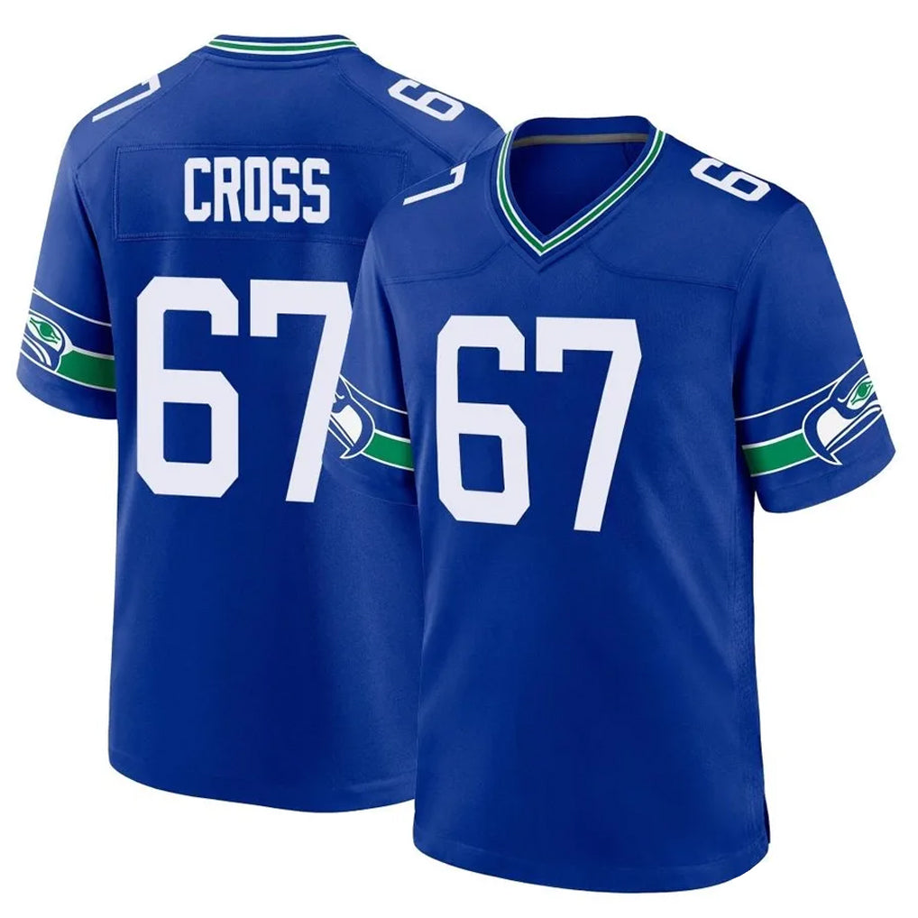 S.Seahawks #67 Charles Cross Player Royal Throwback Home Game Ldoa Stitched Jerseys