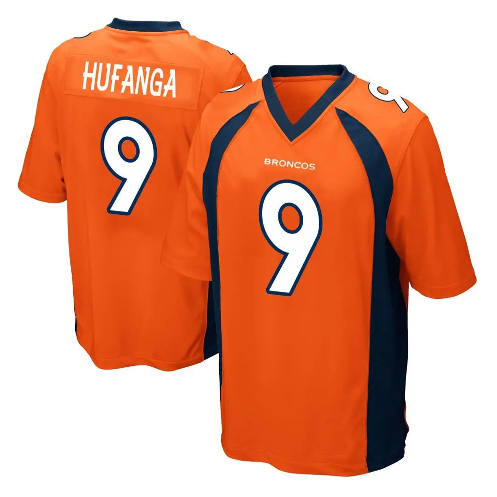 D.Broncos #9 Talanoa Hufanga Player Orange Color Home Game Ldoa Stitched Jerseys
