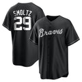 A.Braves #29 John Smoltz Player Black Home Game Ldoa Stitched Jerseys