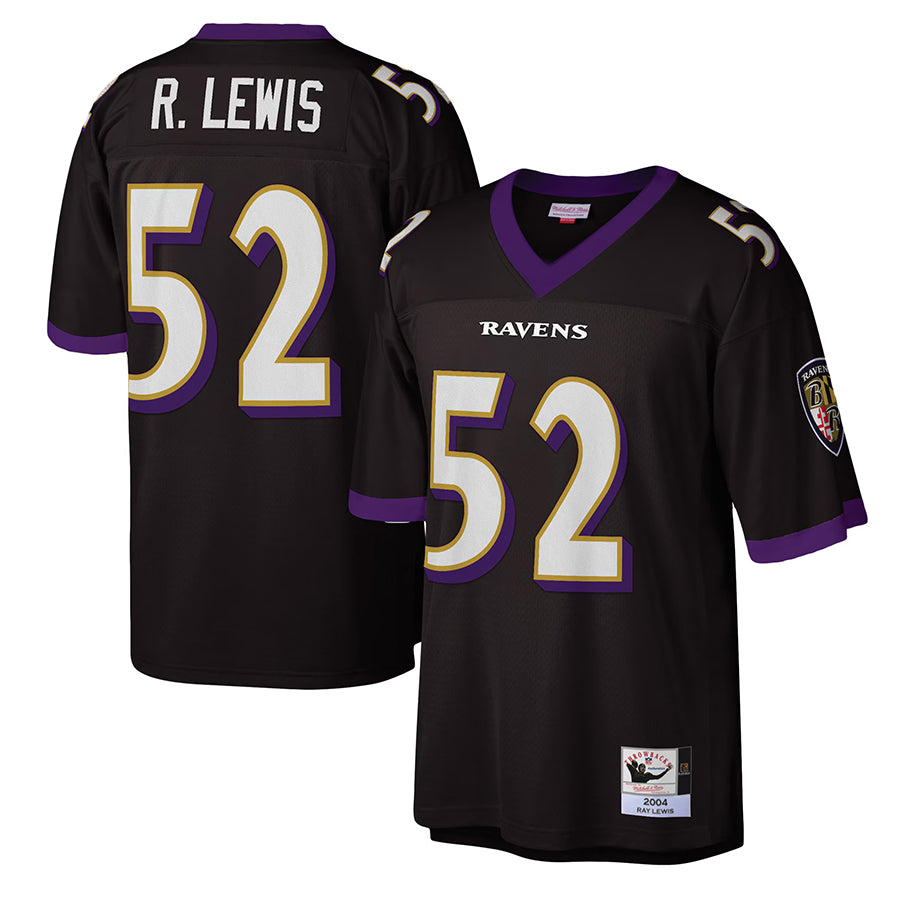 B.Ravens #52 Ray Lewis Player Black Mitchell and Ness Legacy Ldoa Stitched Jerseys
