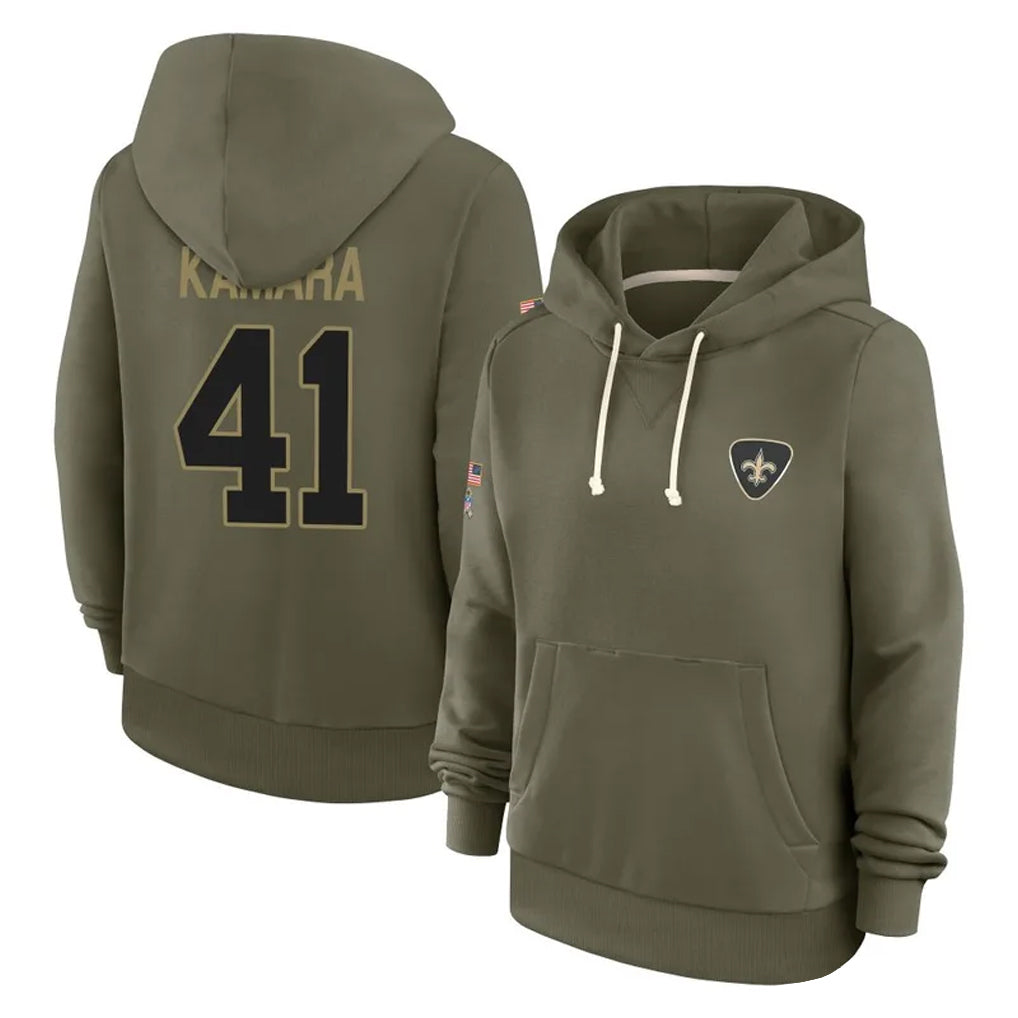 NO.Saints #41 Alvin Kamara Player Olive Salute to Service Pullover Hoodies Limited Ldoa Stitched Jerseys