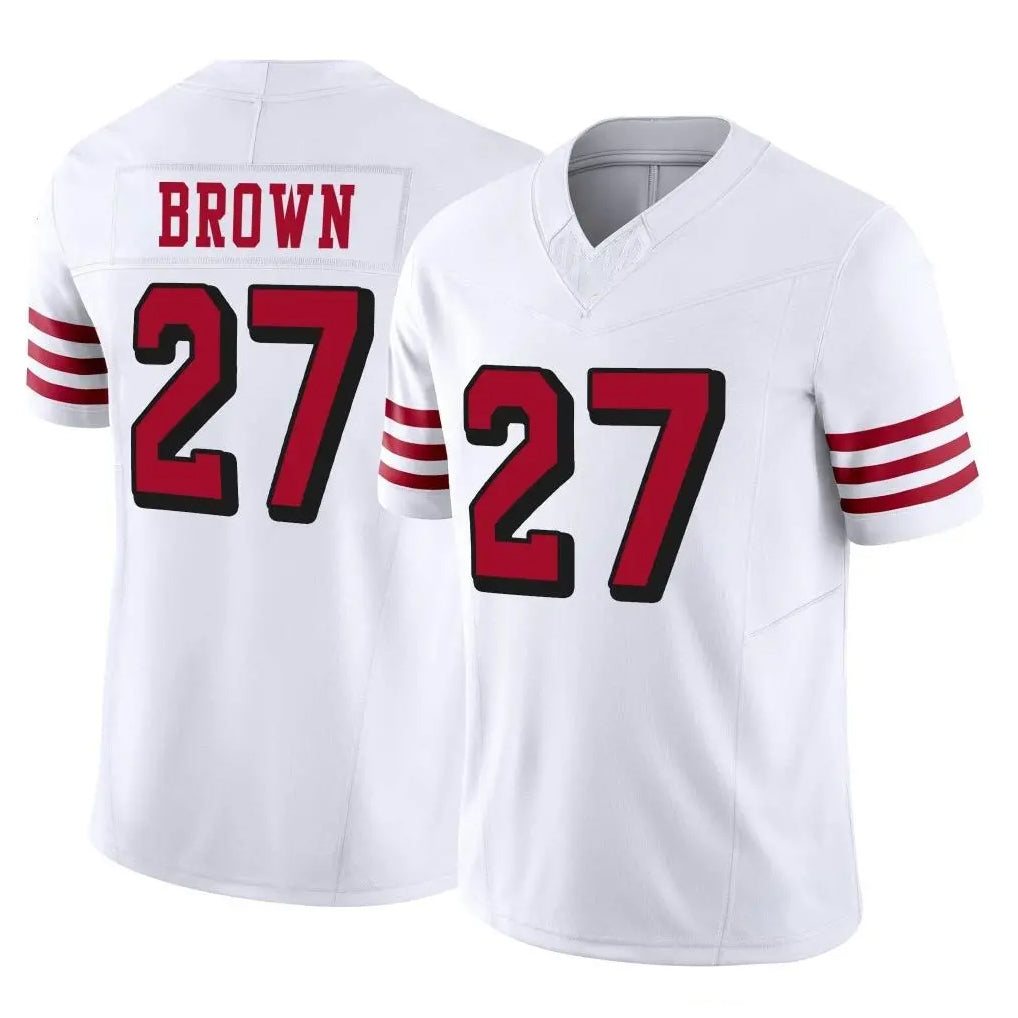 SF.49ers #27 Ji'Ayir Brown Player White Limited Alternate Vapor F.U.S.E. Home Game Ldoa Stitched Jerseys