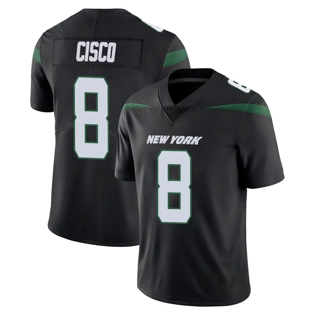 NY.Jets #8 Andre Cisco Player Stealth Black Limited Vapor Home Game Ldoa Stitched Jerseys