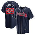 A.Braves #29 John Smoltz Player Navy Home Game Ldoa Stitched Jerseys