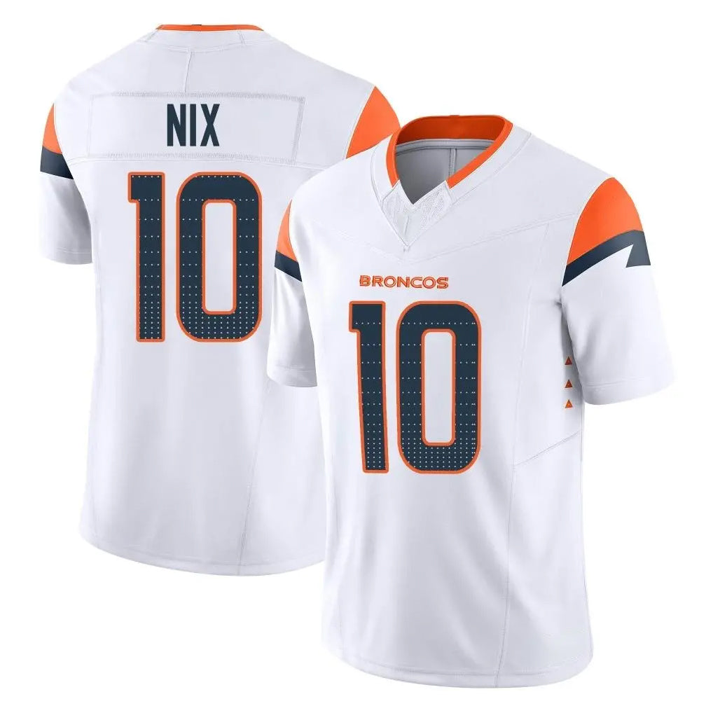 D.Broncos #10 Bo Nix Player White Limited Vapor F.U.S.E. Home Game Ldoa Stitched Jerseys