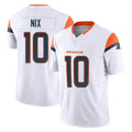 D.Broncos #10 Bo Nix Player White Limited Vapor F.U.S.E. Home Game Ldoa Stitched Jerseys