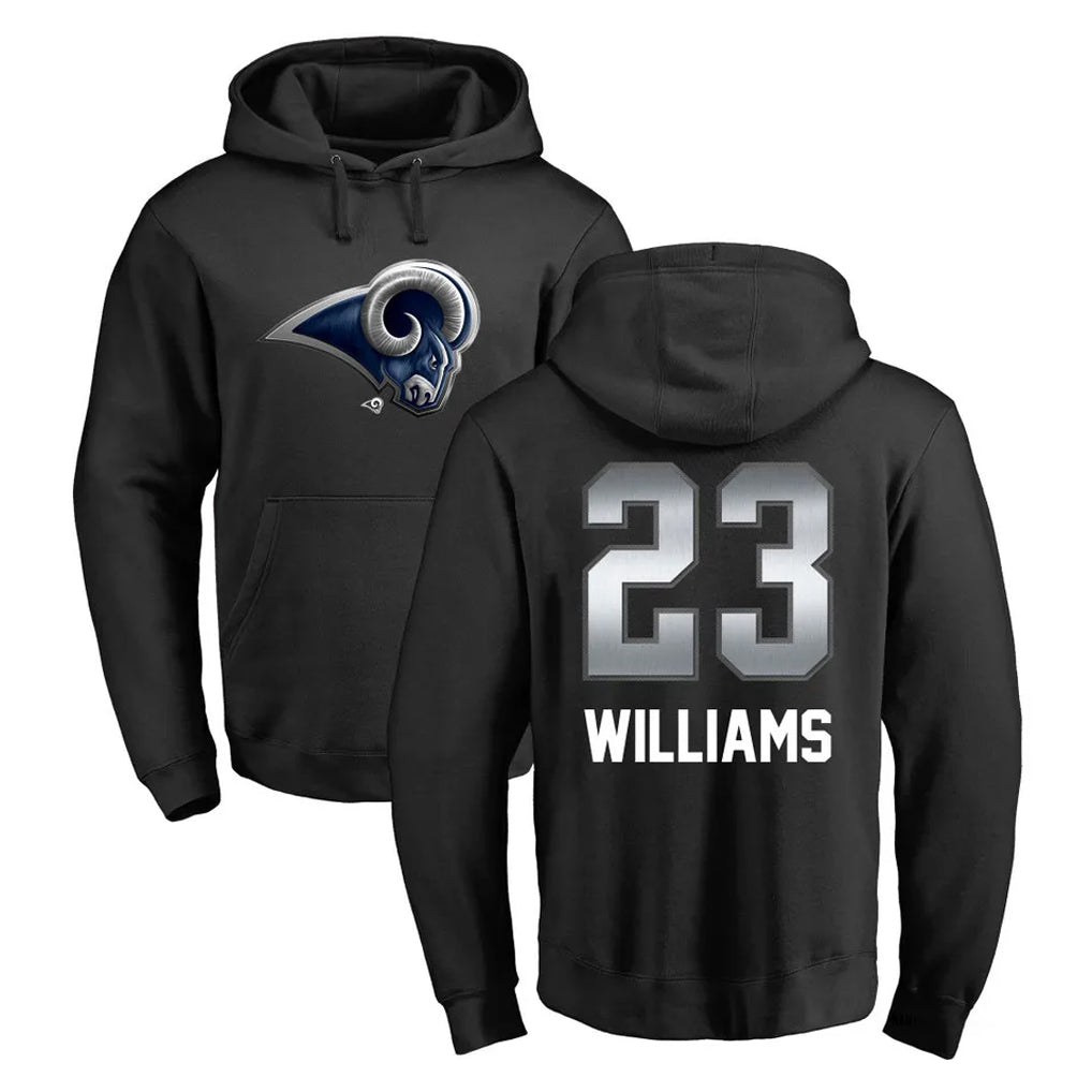 LA.Rams #23 Kyren Williams Player Black Pullover Hoodie Limited Game Ldoa Stitched Jerseys