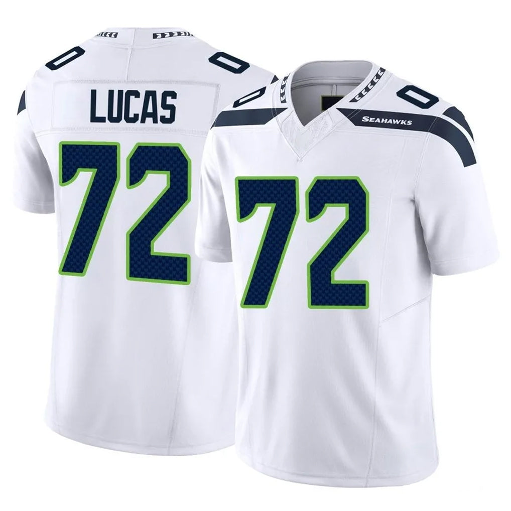S.Seahawks #72 Abraham Lucas Player White Limited Vapor F.U.S.E. Home Game Ldoa Stitched Jerseys