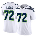 S.Seahawks #72 Abraham Lucas Player White Limited Vapor F.U.S.E. Home Game Ldoa Stitched Jerseys