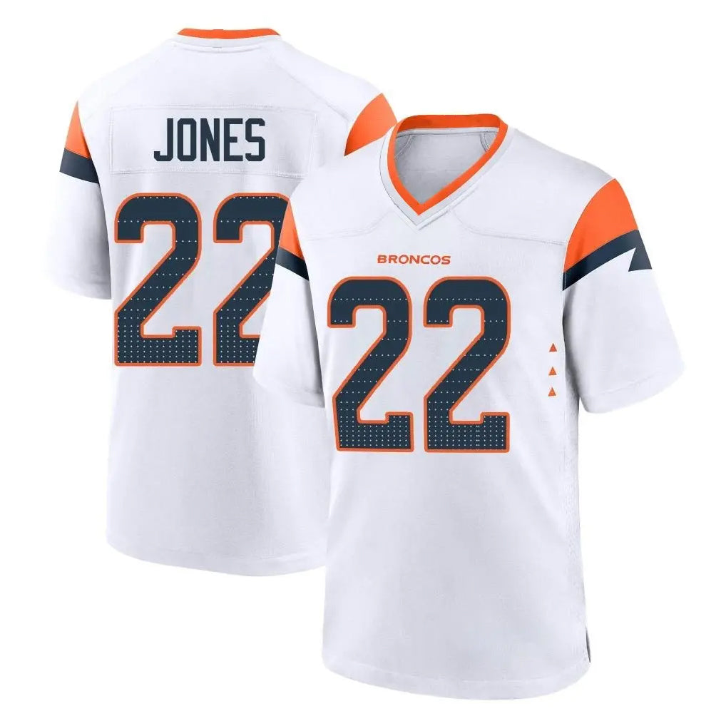 D.Broncos #22 Brandon Jones Player White Home Game Ldoa Stitched Jerseys