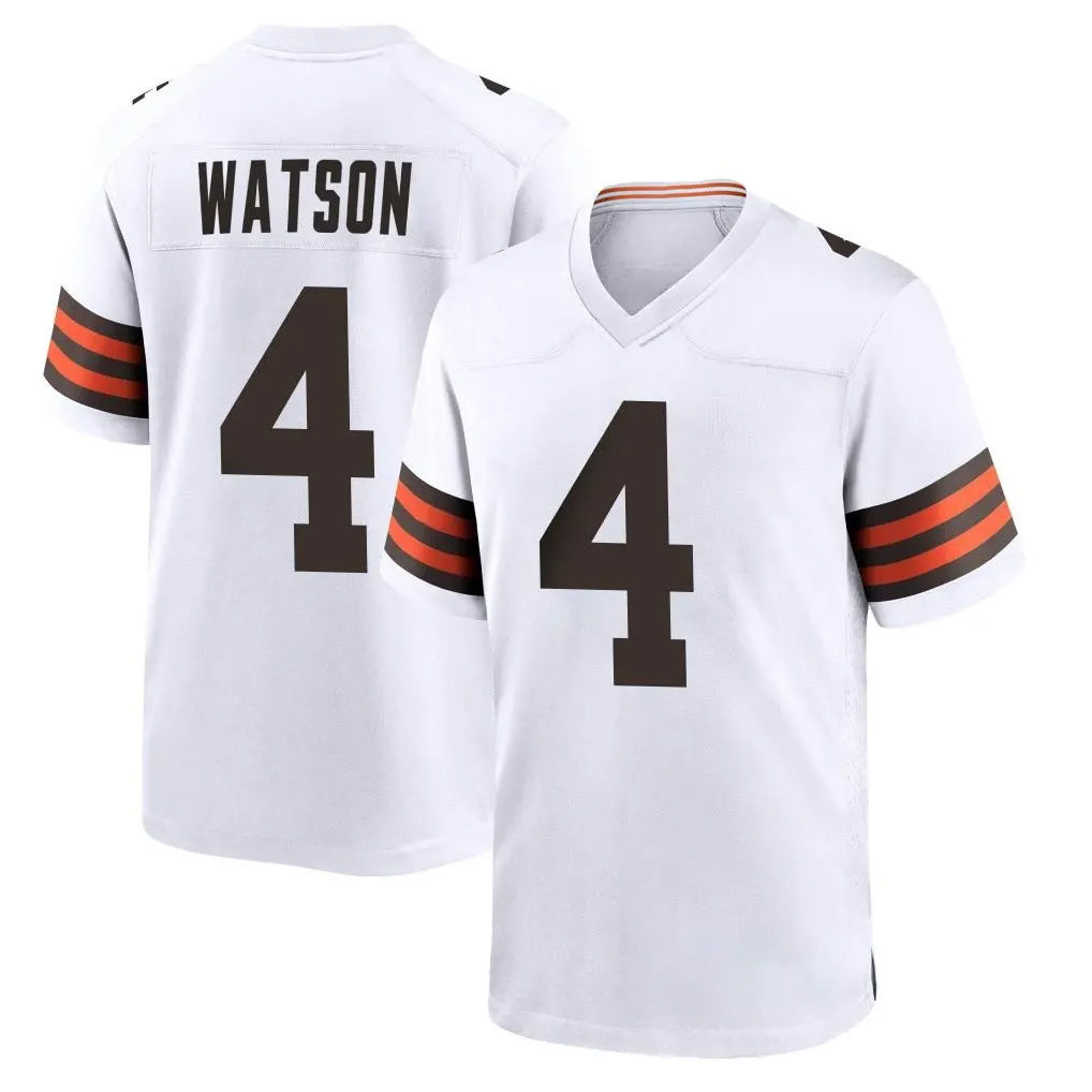 C.Browns #4 Deshaun Watson Player White Home Game Ldoa Stitched Jerseys