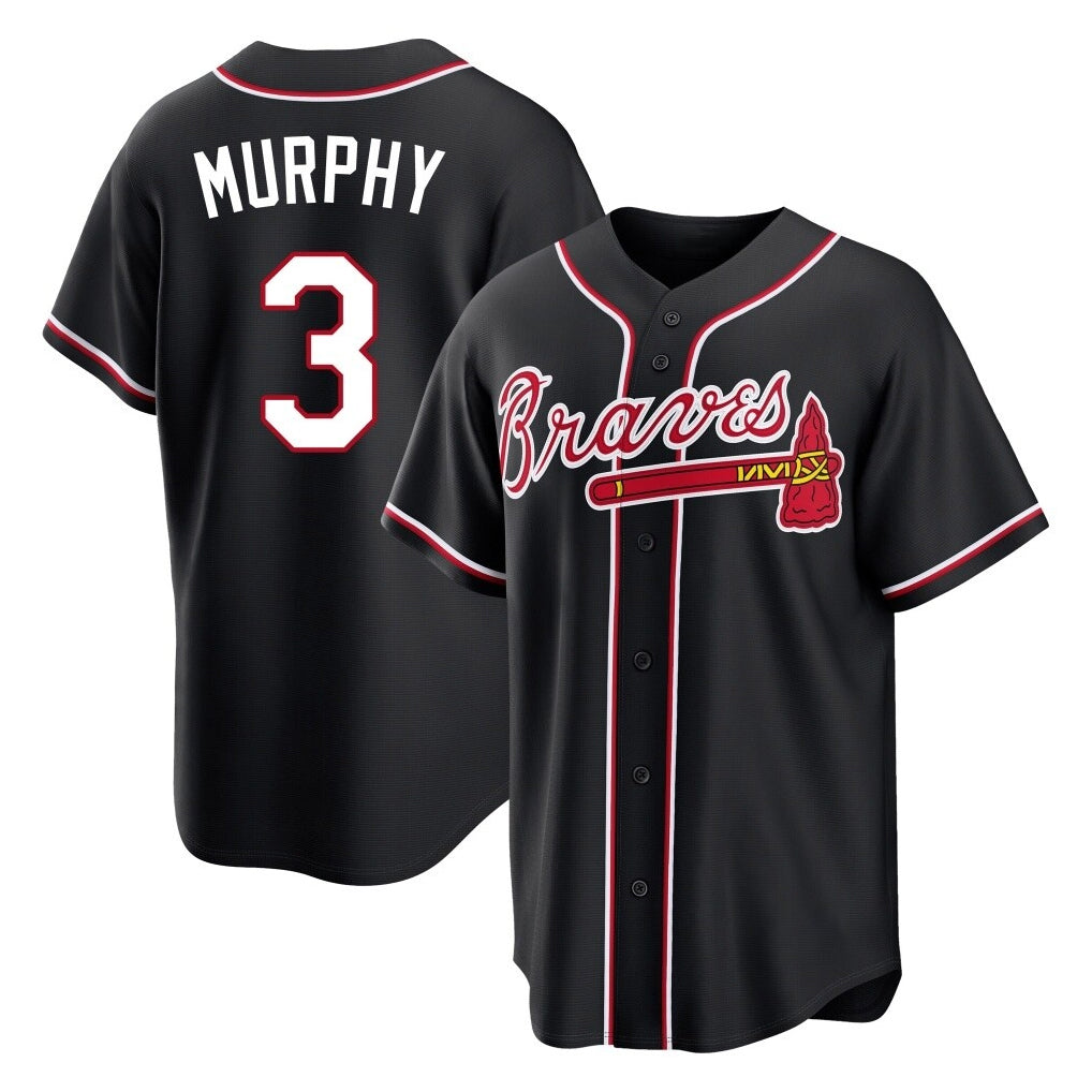 A.Braves #3 Dale Murphy Player Black Fashion Out Game Ldoa Stitched Jerseys
