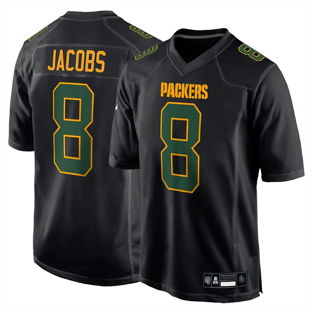 GB.Packers #8 Josh Jacobs Player Black Fashion Home Game Ldoa Stitched Jerseys