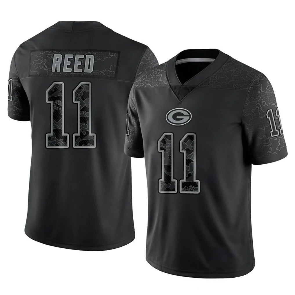 GB.Packers #11 Jayden Reed Player Black Reflective Limited Home Game Ldoa Stitched Jerseys