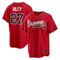 A.Braves #27 Austin Riley Player Red Home Game Ldoa Stitched Jerseys