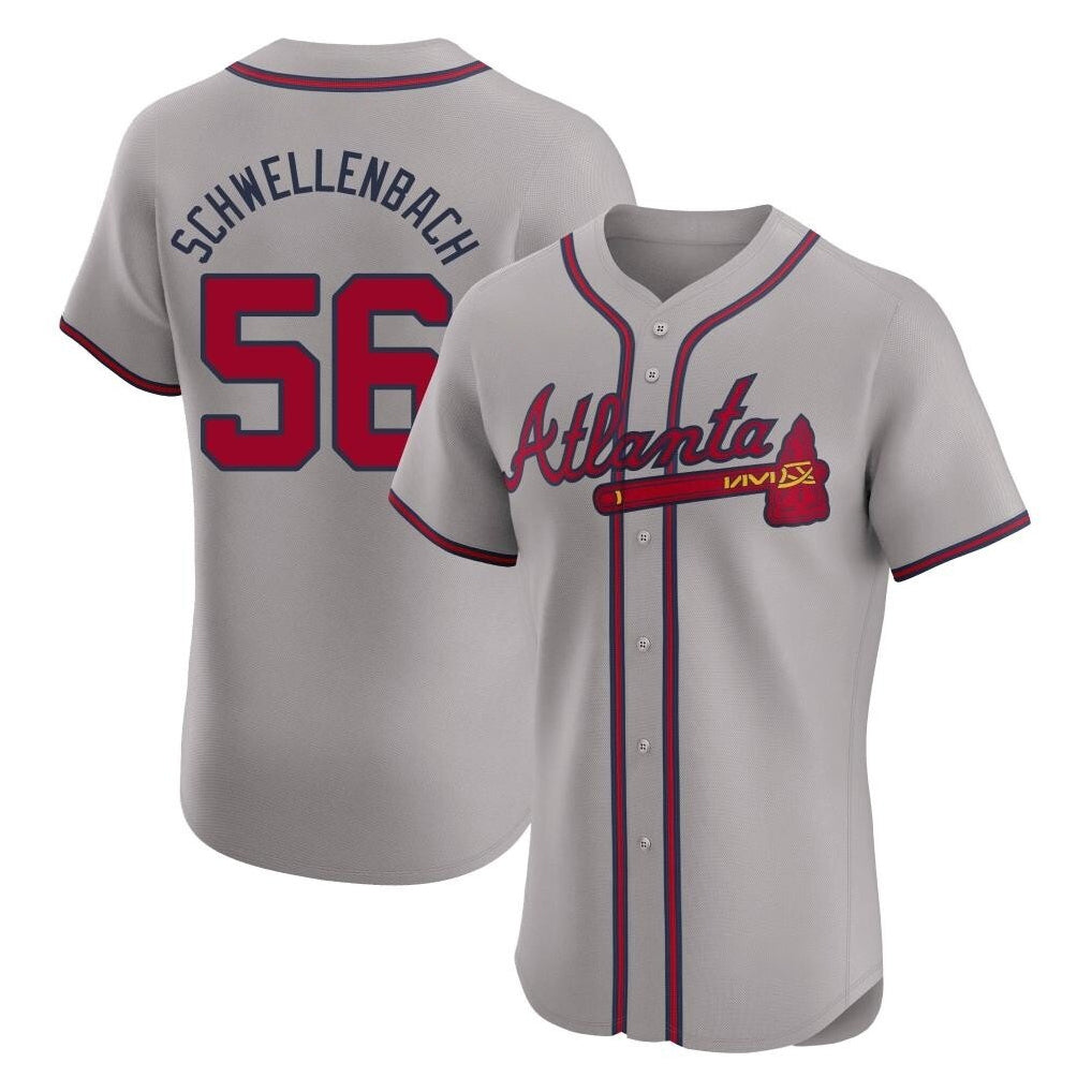 A.Braves #56 Spencer Schwellenbach Player Gray Limited Elite Home Game Ldoa Stitched Jerseys