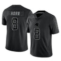 C.Panthers #8 Jaycee Horn Player Black Limited Reflective Game Ldoa Stitched Jerseys