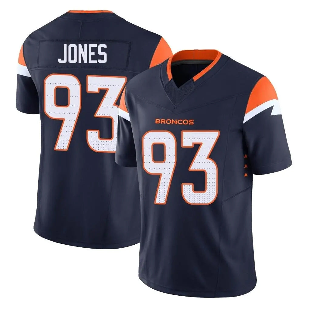 D.Broncos #93 D.J. Jones Player Navy Limited Vapor F.U.S.E. Home Game Ldoa Stitched Jerseys