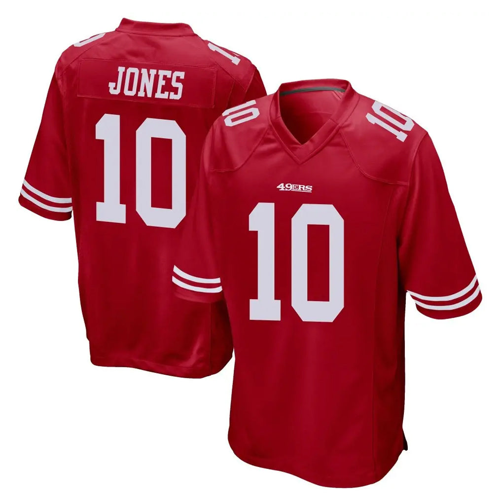 SF.49ers #10 Mac Jones Player Red Home Game Ldoa Stitched Jerseys