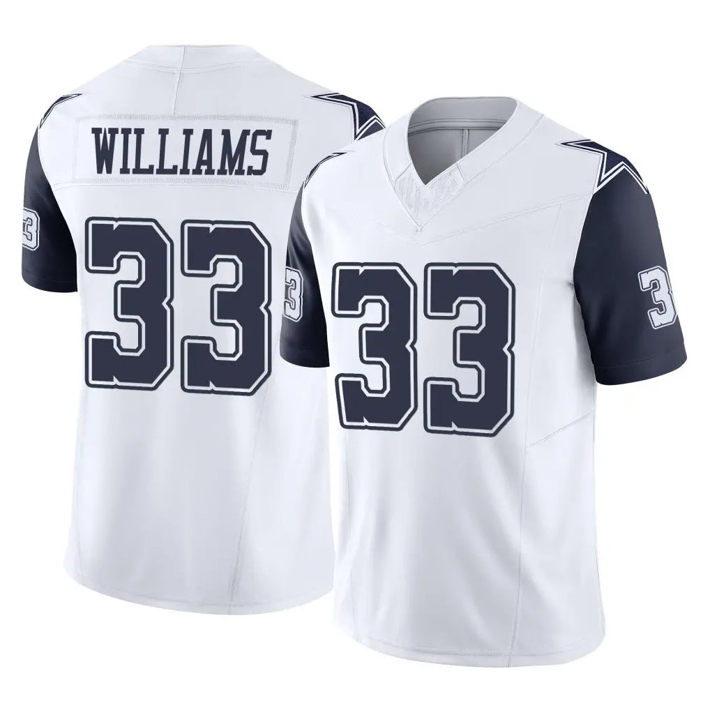 D.Cowboys #33 Javonte Williams Player White-Navy Limited Vapor F.U.S.E. Home Game Ldoa Stitched Jerseys