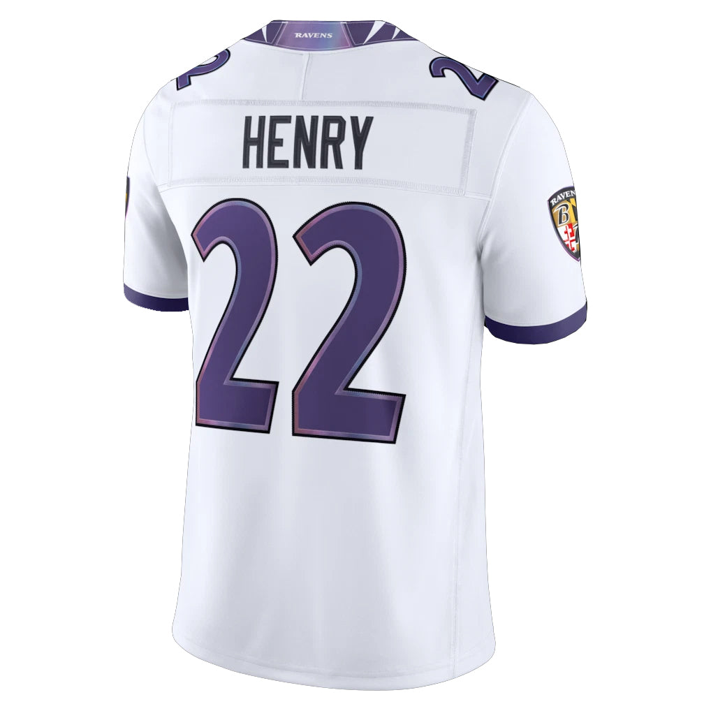 B.Ravens #22 Derrick Henry Player White Limited Elite Home Game Ldoa Stitched Jerseys