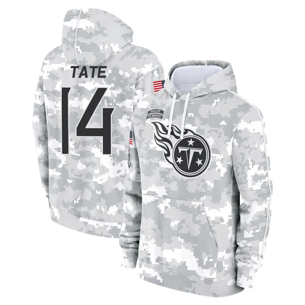 T.Titans #14 Carnell Tate Player Camo Arctic Salute to Service Pullover Hoodies Home Game Ldoa Stitched Jerseys