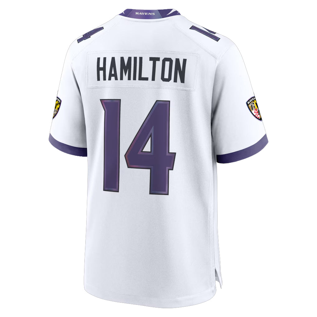 B.Ravens #14 Kyle Hamilton Player White Home Game Ldoa Stitched Jerseys